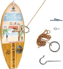 Tiki Toss Ring Toss Game for Adults & Kids - Hook and Ring Games with String and