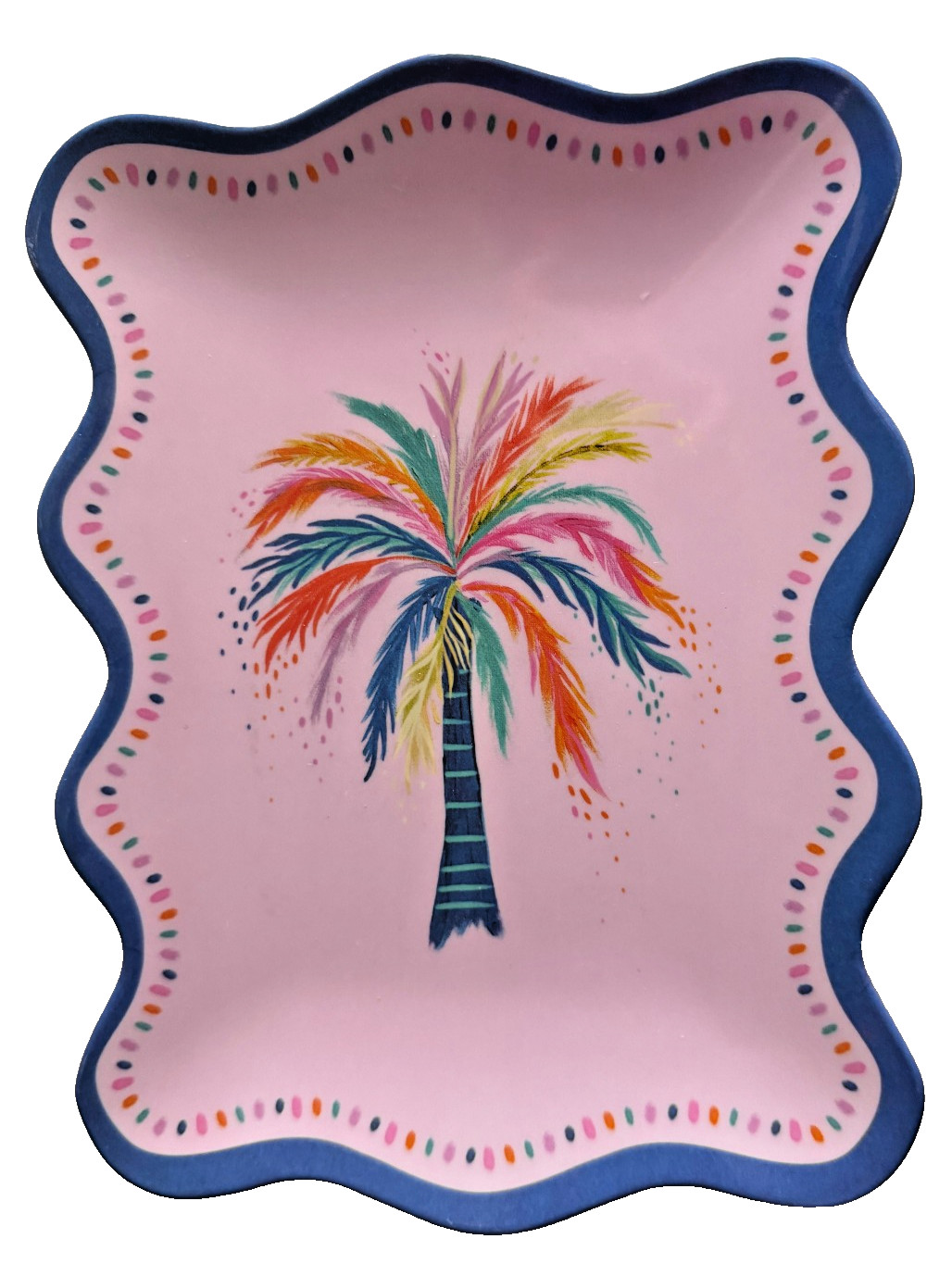Etta Vee Tropical Palm Tree Melamine Plates Set Of 4 App Salad Serving Pink Blue