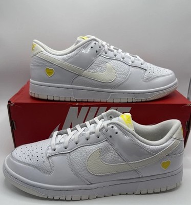 New 2023 Nike Dunk Low Valentine's Day Yellow Heart FD0803-100 Size 12W / 10.5M