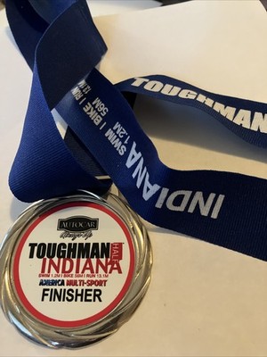 TOUGHMAN INDIANA Half Triathlon Marathon Race Medal Swim Bike Run RICHMOND