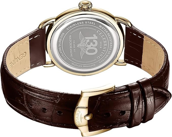 Rotary Men's Heritage Sherlock Holmes Watch Gold plated brown
