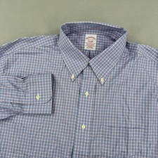 Brooks Brothers Traditional Fit Long Sleeve Button Down Mens 16.5-34 Blue Check