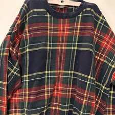 Nautica Plaid Knit Sweater Mens XL 90s Mulitcolor Christmas Pullover