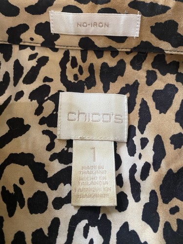 Chicos Größe 1 Small 8 Top Leopard Gepard Tiermotiv Taille zum Binden Knopfleiste - Bild 8 von 9