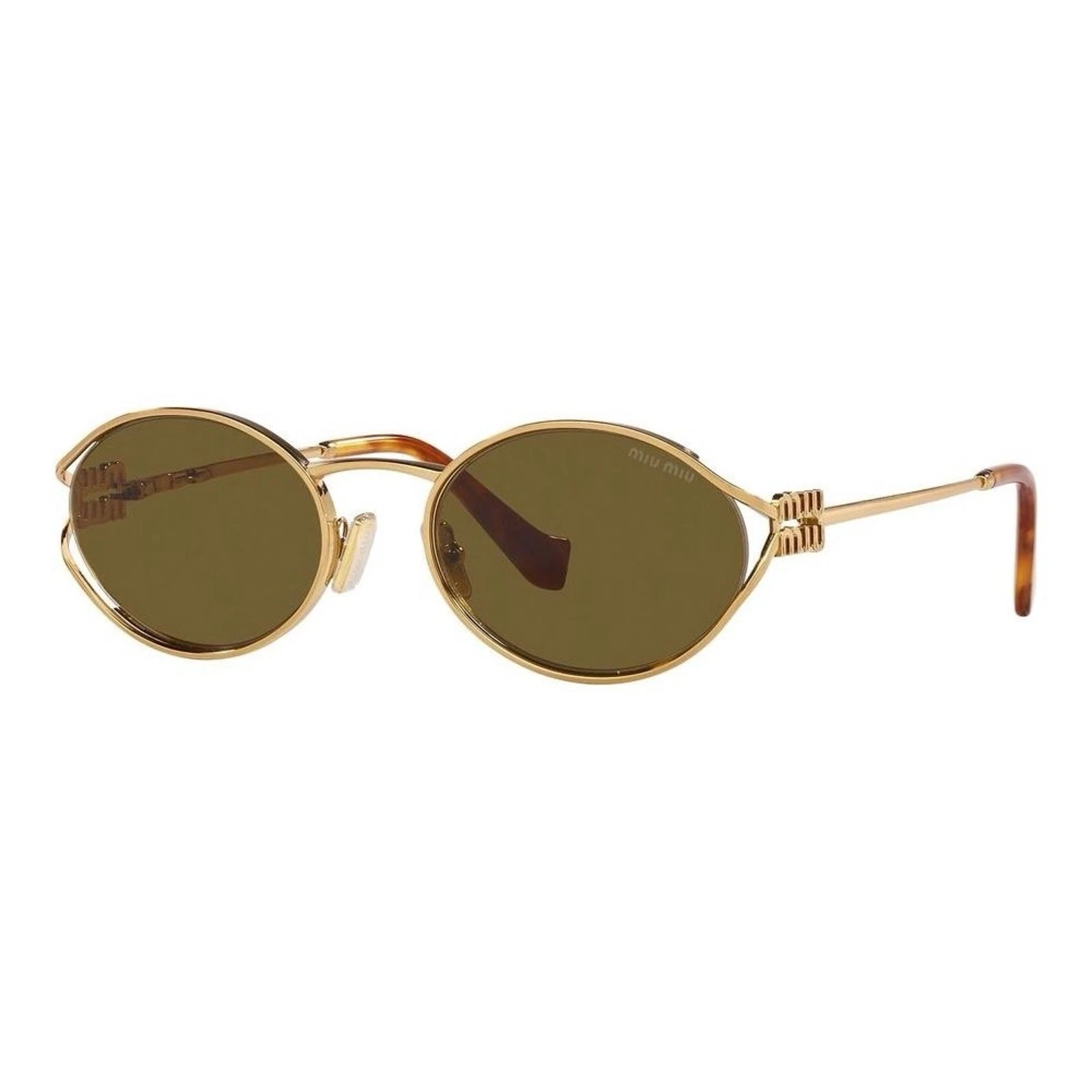 Miu Miu — MIU MIU MU 52YS 7OE01T Brass Gold Dark Brown Lens Women Sunglasses AUTHENTIC