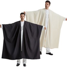 Abaya Muslim Men Thobe Jubba Thoub Open Kaftan Abaya Saudi Arab Man Robe Kimono 