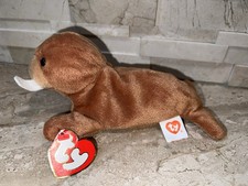 TY Beanie Baby Tusk The Walrus 2nd Gen Tush 3rd Gen Hang Tag Creased Marked