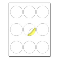 2.5" Round Matte White Sticker Label, Laser/Inkjet Printing, 30 Sheets