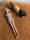Vintage BARBIE FASHION QUEEN DOLL Gold/White Swimsuit Turban Wigs 1964 Gold