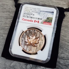 2025 Canada Maple Leaf Pulsating Rose Gilt 1 oz Silver NGC Reverse PF 70 FR