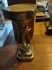 Antiqued Mercury Glass Look Pillar Candle Holder Candlestick Vintage Look NWT