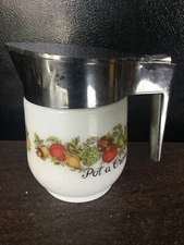 Gemco Corning Ware Spice of Life Corelle MILK GLASS Pitcher Syrup POT A CREME