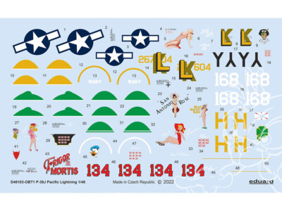 Eduard Decals P-38J Pacific Lightning for Tamiya Model Kit 1:48 Art. D48103