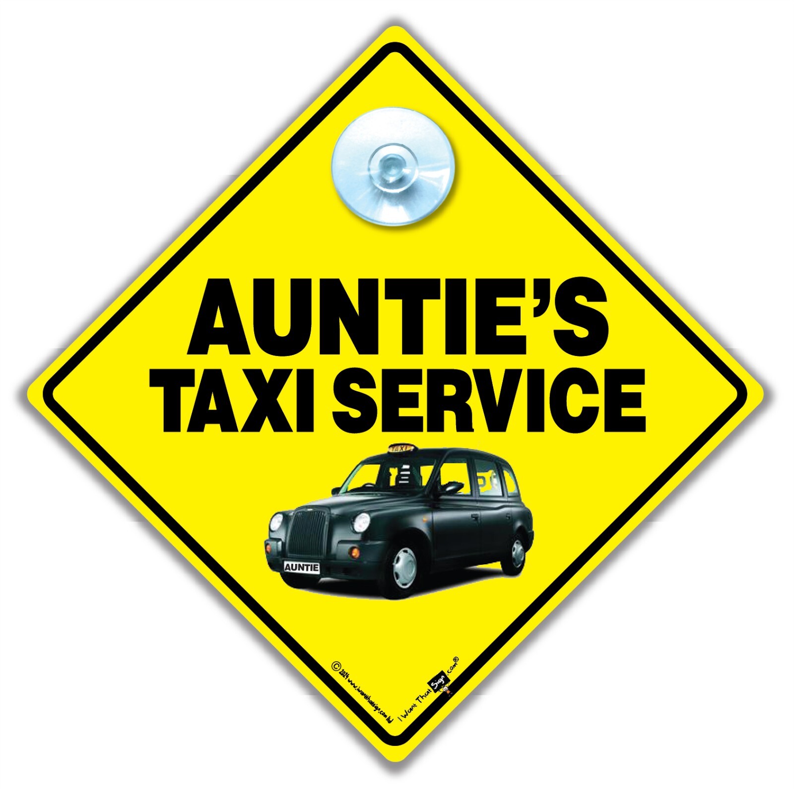 Auntie's Taxi Sign, London Black Cab Taxi Sign for Aunties, Auntie Taxi Car Sign