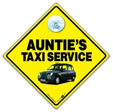 Auntie's Taxi Sign, London Black Cab Taxi Sign for Aunties, Auntie Taxi Car Sign