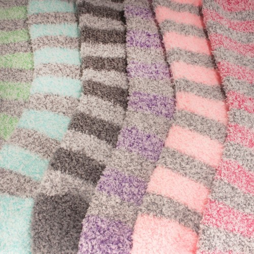 Chirpy Socks - Women's Soft Fuzzy Warm Cozy Striped Fuzzy Socks - Picture 3 of 34