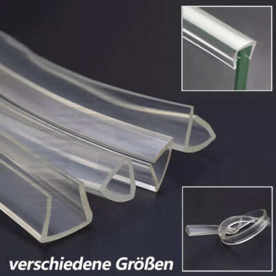 Silikon Kantenschutz Eckschutz Fassungsprofil Glas Dusch Dichtung U-Profil Klar