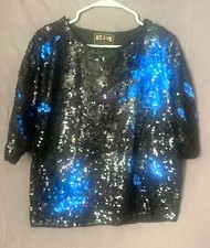 Vintage 80 s Beaded Sequin Top Size M / L Cocktail Xmas Party