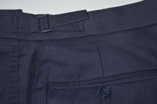 RALPH LAUREN BLACK LABEL 100% Wool Navy Pinstripe Flat Front Dress Pants 33 x 31 - Picture 2 of 3