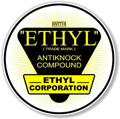 (ETHYL-2) 6'' 1941-60s ETHYL GASOLINE DECAL OIL CAN / GAS PUMP 