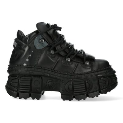 New Rock WALL106-S12 Boots Punk Rock Black Leather Platform