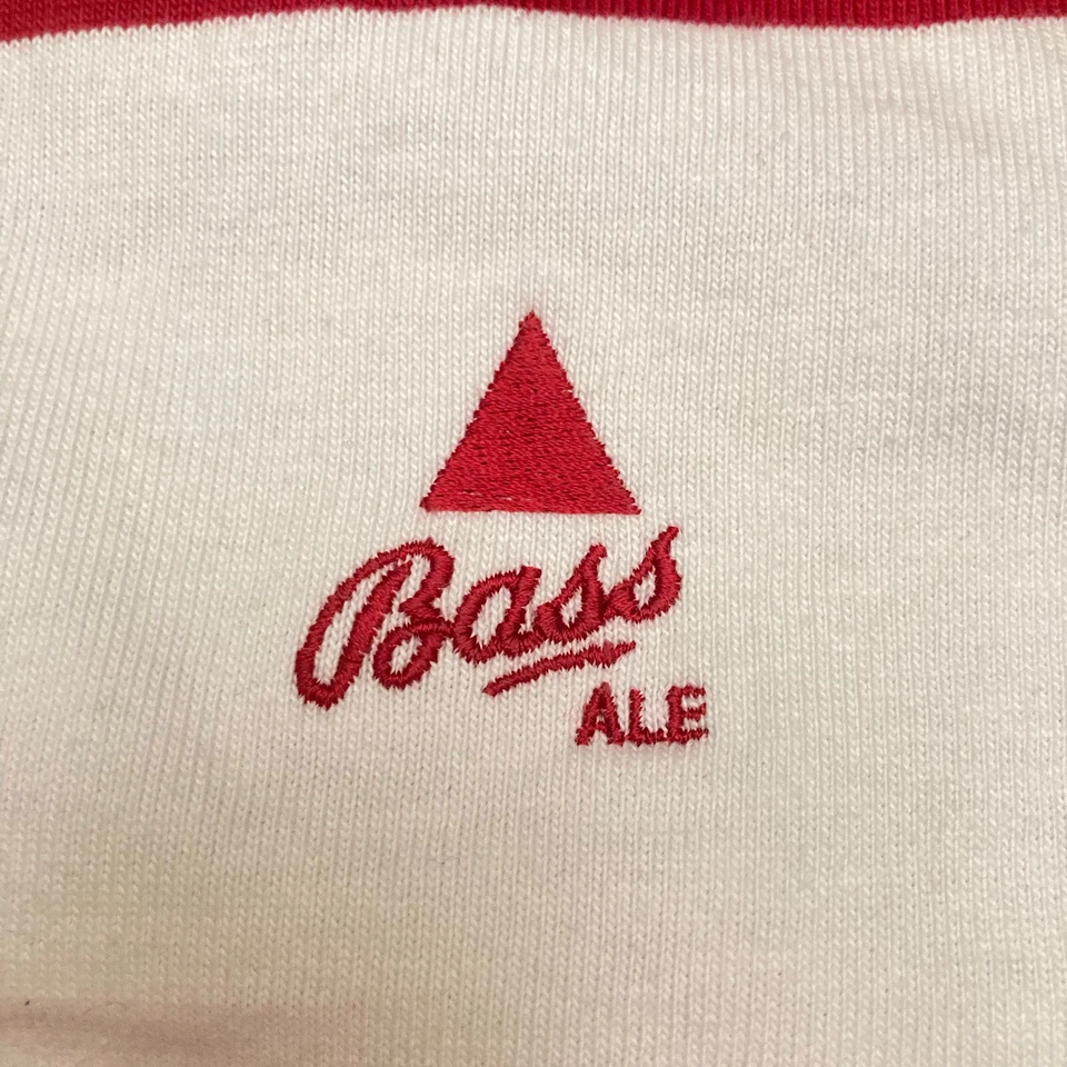 Polo de Rugby Bass Ale Vintage XL Hecho en EE. UU. Bancos Exteriores Bordados a Rayas Foto 4 de 4