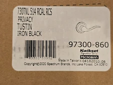 Kwikset 97300-860 Tustin Privacy Bed and Bath Door Handle Lever in Iron Black