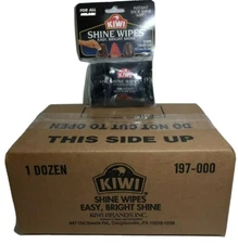 KIWI Instant Shoe Shine Wipes Case of 120 Wipes Individually Wrapped Packs of 10