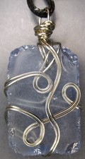 Jewelry Wire Wrapped Sea Beach Glass Purple Pendant Hand Made Gift