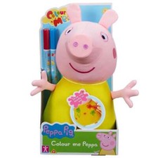 Peppa Pig Colour Me Peppa 30cm Soft Toy inc 2 Washable Pens - Design her Dress!