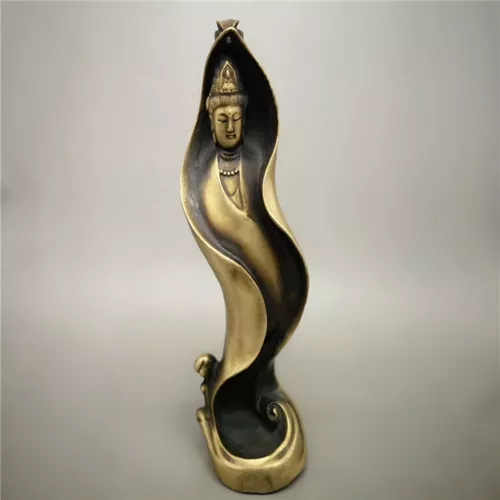 17 cm hoch Kwan-Yin Buddhismus Rückfluss Räucherwerk Antik Räuchergefäß Ornamente