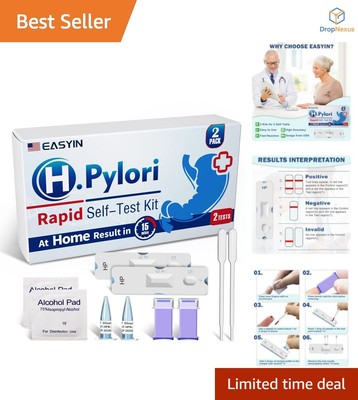 H Pylori  Kit - 10-15 Minute Results, Highly Accurate & Easy to Use (2 Pack)