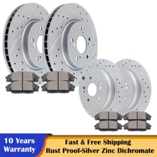 Front Rear Slotted Brakes and Rotors Brake Ceramic Pads Kit for 07-11 Honda CR-V