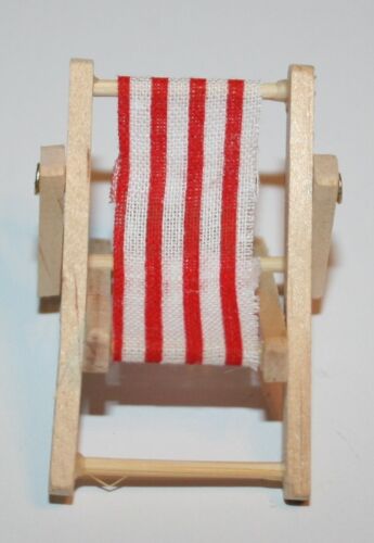 Dekoration Miniliegestuhl Holz/Stoff rot/weiß gestreift bis 3 cm h SF 4,5x3,5 cm - Bild 1 von 3