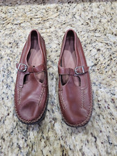 Dexter Women's Medium Brown Comfort Casual Leather T-Strap Loafers Shoes SZ 8