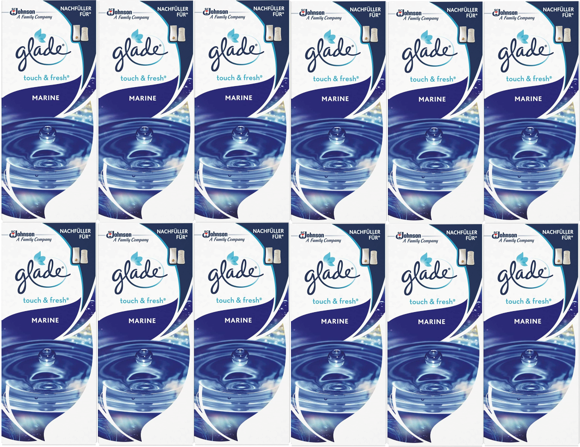Glade Touch & Fresh Refill, Air Freshener Mini Spray, Marine, 10ml x 12