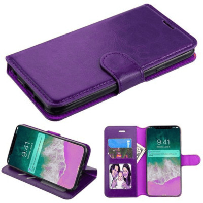 For Samsung Note 10 Plus Leather Flip Wallet Phone Holder Protective Cover PURPL