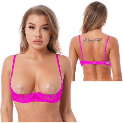DE Damen Spitzen Bra BH Büstenhebe Sheer  Unterwäsche Sexy Erotisch Nightwear