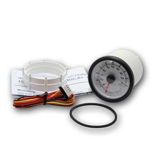 Medidor de voltios MGS 52 mm 2-1/16" calibre 8 ~ 18 V blanco y ámbar 12 V - Imagen 9 de 10