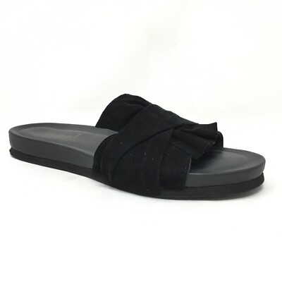 Think! Flip Flops Sandals Shoes Womens Size US 38 EU Black Suede Casual  Slide