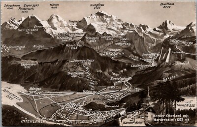 Vintage Berner Oberland Mit Harderkulm Postcard E398