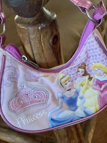 Prinzessin Handtasche Tasche Cinderella Belle Krone Reißverschluss rosa Riemen - Bild 2 von 3