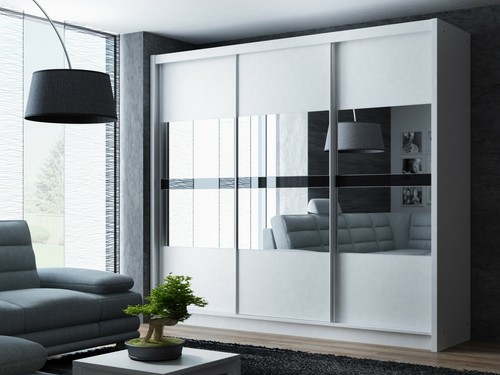 Schiebeschrank BATUMI 250 Kleiderschrank Schiebetürenschrank 2 Farben Spiegel ! - Bild 4 von 5