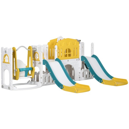 8in1 Toddler Slide and Swing Set with Basketball Hoop Climber for Kids 1-3 Year