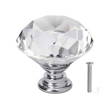 Diamond Crystal Glass Door Knob Drawer Kitchen Cupboard Cabinet Furniture Handle