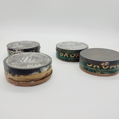 4 Vintage Skoal Empty chewing snuff Tobacco Tin United States Tobacco Co