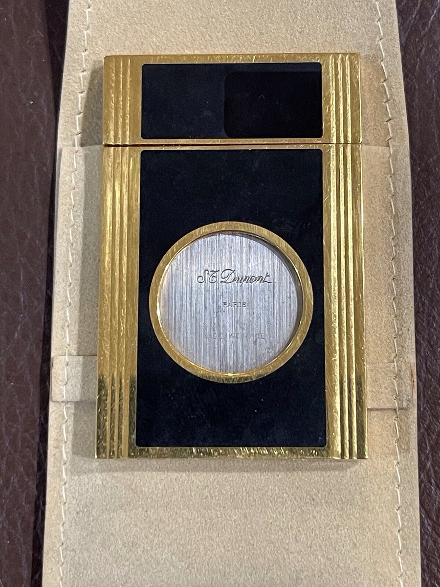 RARE VINTAGE S T DUPONT CIGAR CUTTER BLACK CHINESE LACQUER GOLD 