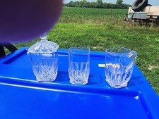 EAPG CREAMER SUGAR SPOONER SIMILAR TO CRYSTAL WEDDING UNKNOWN PATTERN SEE PHOTOS