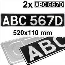 Classic Black and Silver Pressed Metal Number plates Legal Oblong Square Short