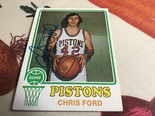 1973-74 Topps Chris Ford Autographed Basketball Card RC (d.2023) Boston Celtics